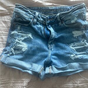 American Eagle Outfitters Blue Distressed Denim Shorts